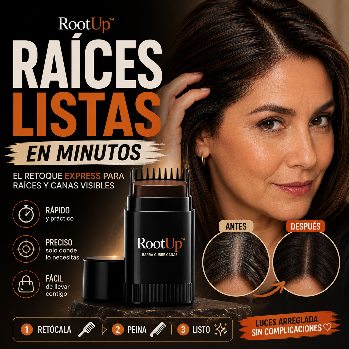 RoothUp™ Cubre Canas Instantáneo – Retoque Fácil, Rápido y Natural