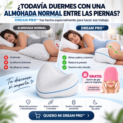 DREAM PRO™ — Almohada Ortopédica para Piernas que Ayuda a Reducir la Presión y Mejorar la Postura al Dormir de Lado