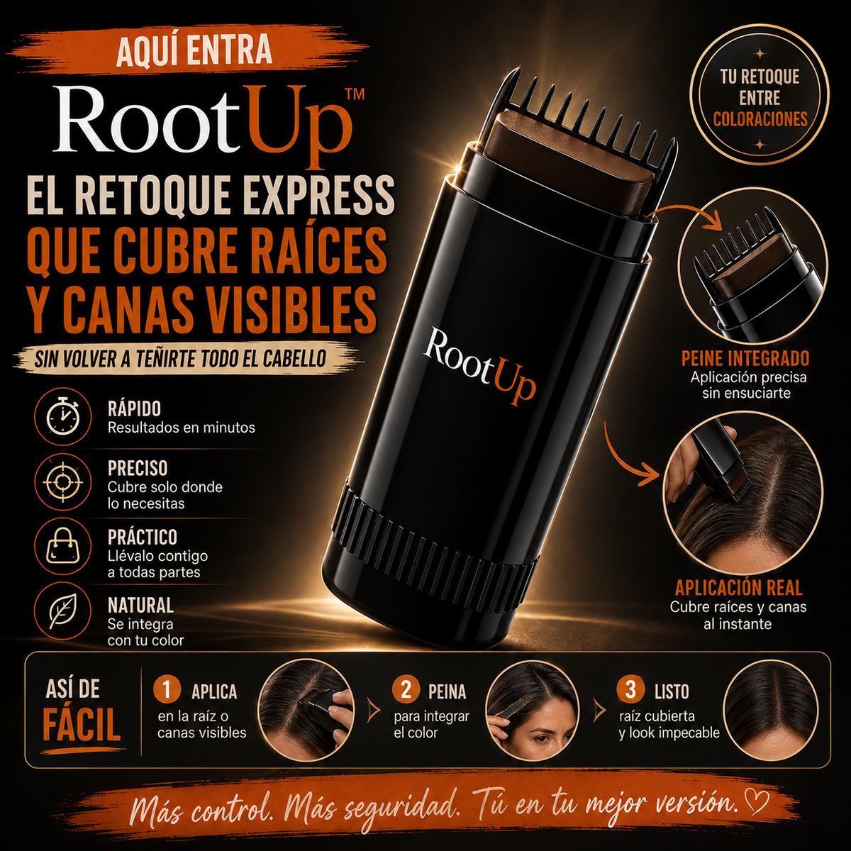 RoothUp™ Cubre Canas Instantáneo – Retoque Fácil, Rápido y Natural