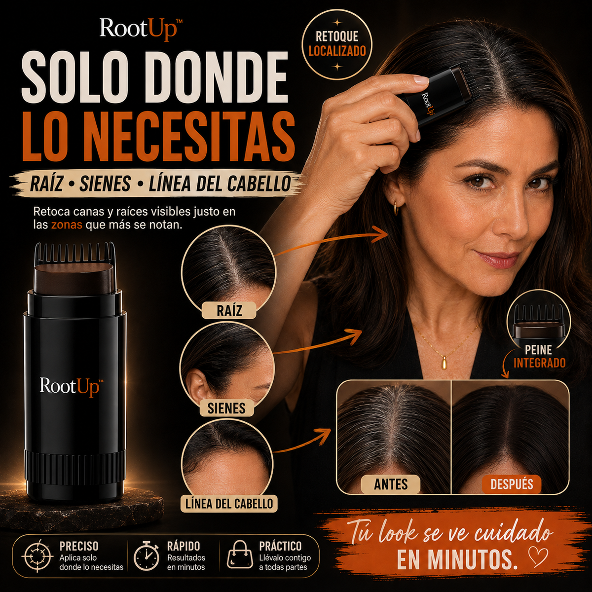 RoothUp™ Cubre Canas Instantáneo – Retoque Fácil, Rápido y Natural