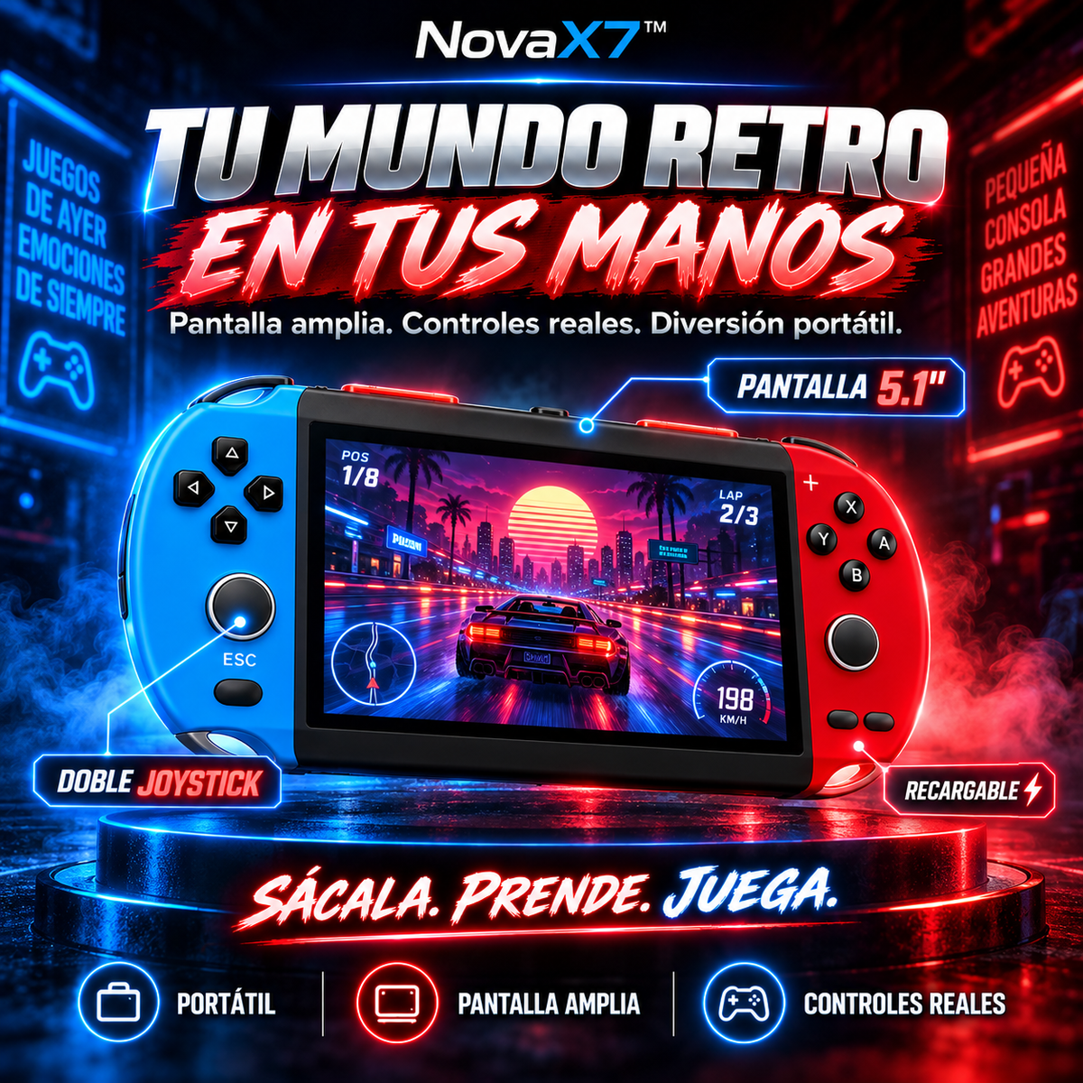 Consola Portatil 1000 Juegos Integrados