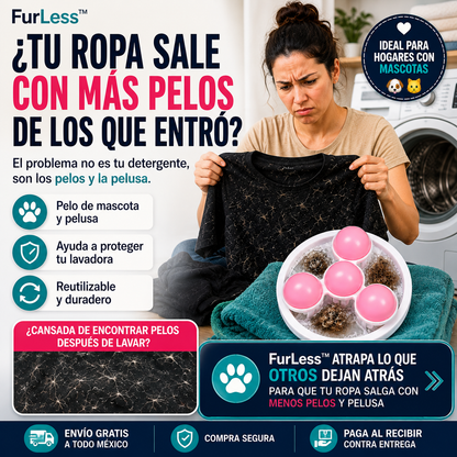 FurLess™ | Filtro para Lavadora | Ropa con Menos Pelusa y Pelo de Mascota