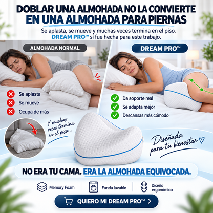 DREAM PRO™ — Almohada Ortopédica para Piernas que Ayuda a Reducir la Presión y Mejorar la Postura al Dormir de Lado