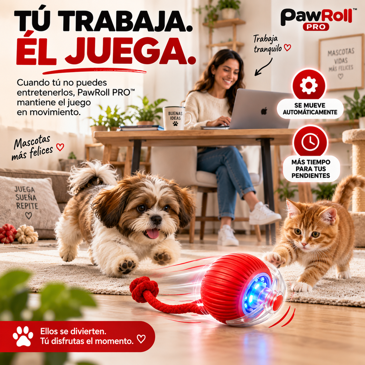 PawRoll PRO™ | Juguete Interactivo para Evitar Destrozos y Mantenerlo Ocupado