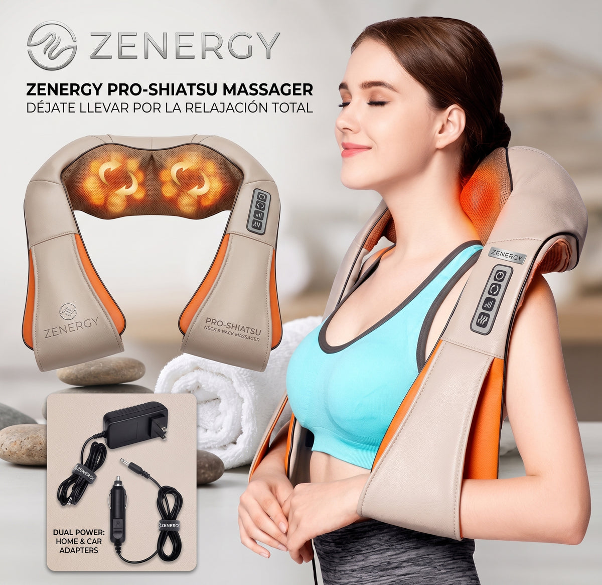 ZENERGY / Sistema de Masaje Térmico Profesional para Cuello y Espalda - Alivio Efectivo del Dolor y la Tensión